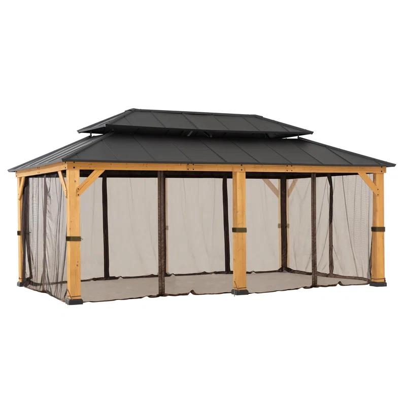 Sunjoy Sunjoy Replacement Gazebo Mosquito Netting Outdoor Panles,Waterproof 6- Panel Screen Walls for Gazebo, Patio & Backyard Protection
