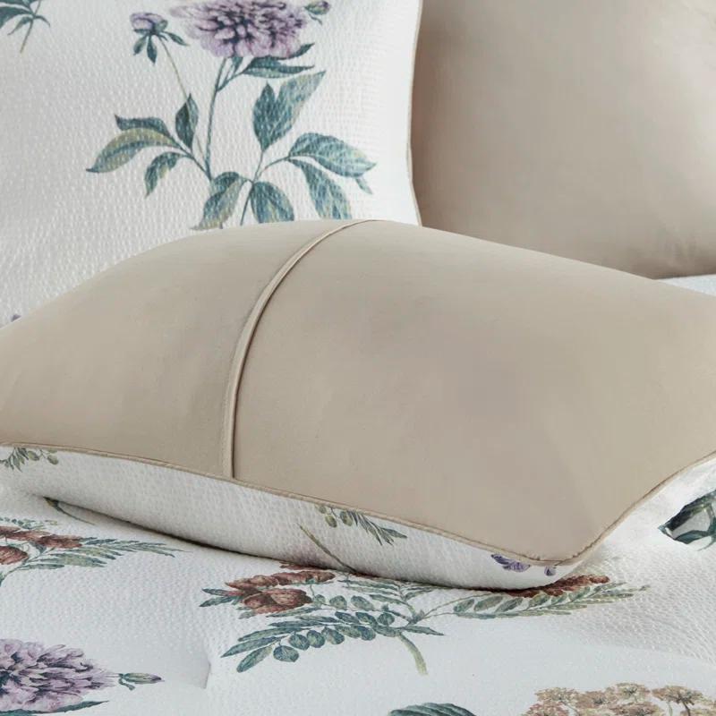 Madison Park Zennia 7 Piece Seersucker Floral Comforter Set with Throw Blanket