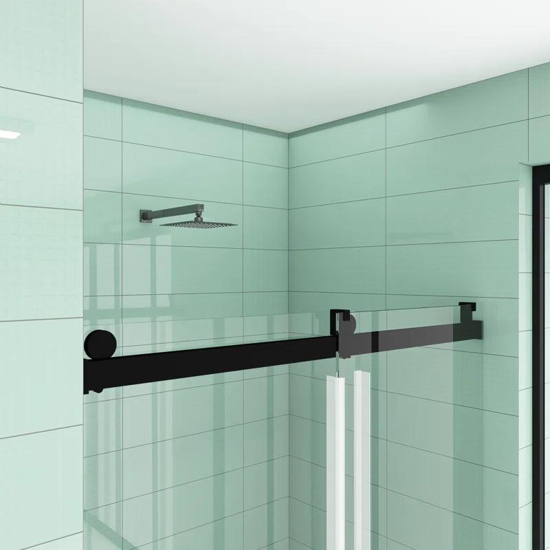 Staykiwi 60'' - W x 76'' H Single Sliding Door Frameless Shower Door with SKBTSD0160MB