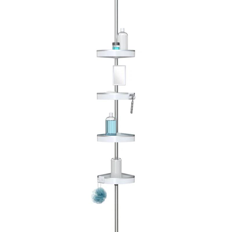 Better Living Products HiRISE 4 Tension Shower Caddy w/Mirror