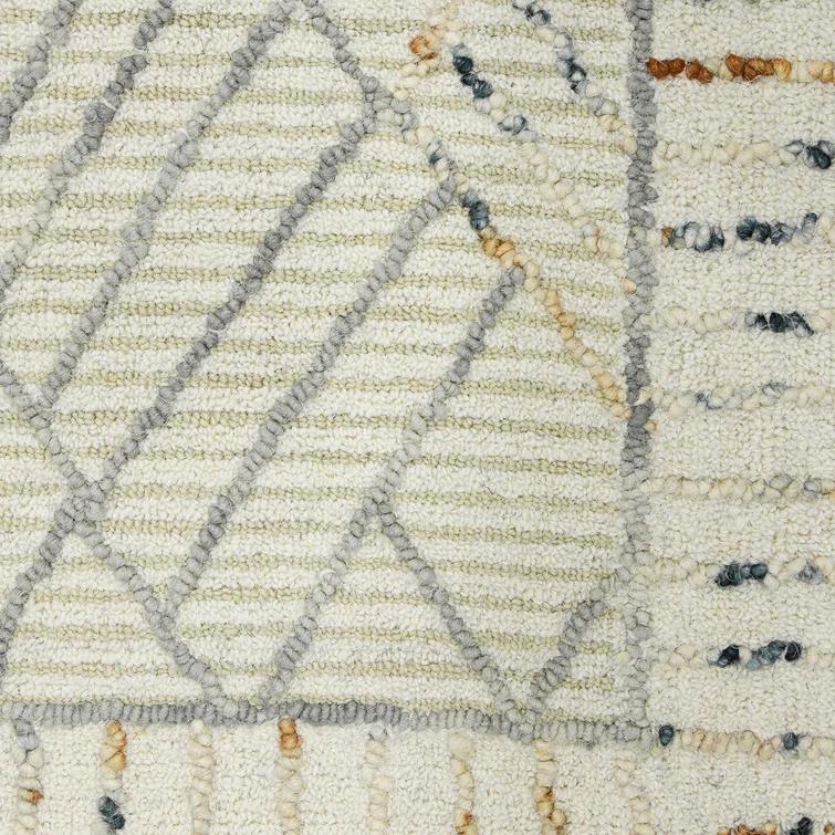 Union Rustic Ahnjayla Geometric Handmade Looped/Hooked Wool Area Rug in Ivory