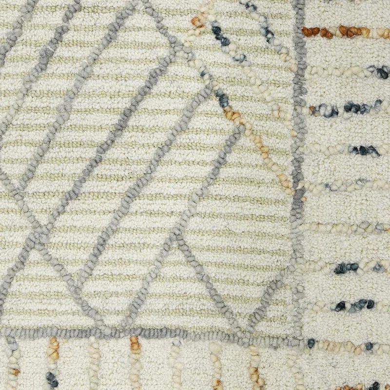Union Rustic Ahnjayla Geometric Handmade Looped/Hooked Wool Area Rug in Ivory