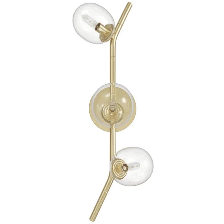 Elegant Gold Brass Direct Wired Electric Sconce with Clear Glass Shades