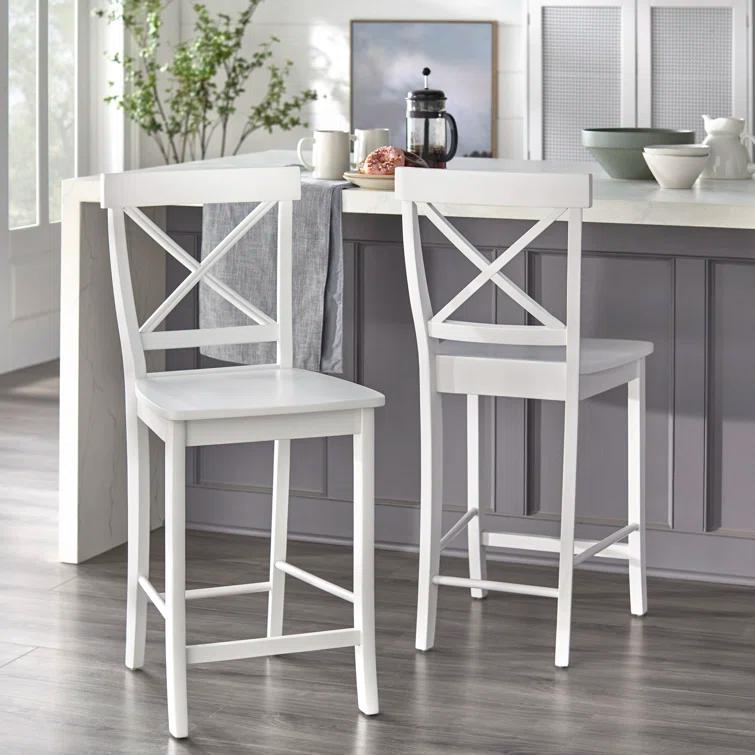 Gracie Oaks Winsley Counter Stool with Solid Wood Frame (Set of 2)