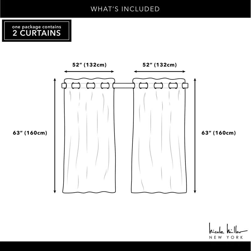 Nicole Miller Nicole Miller Turion Floral Room Darkening Blackout Grommet Top Curtain Panel Pair (Set of 2)