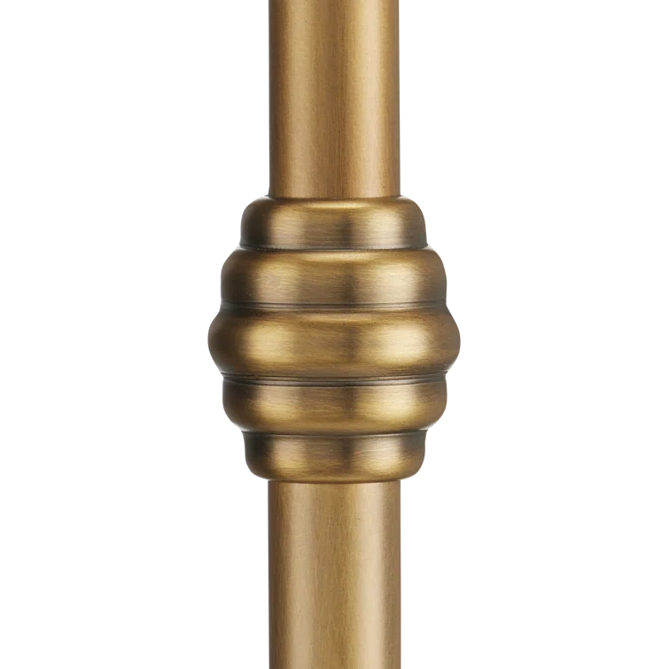 Antique Brass and Bone Linen Adjustable Table Lamp with Crystal Base