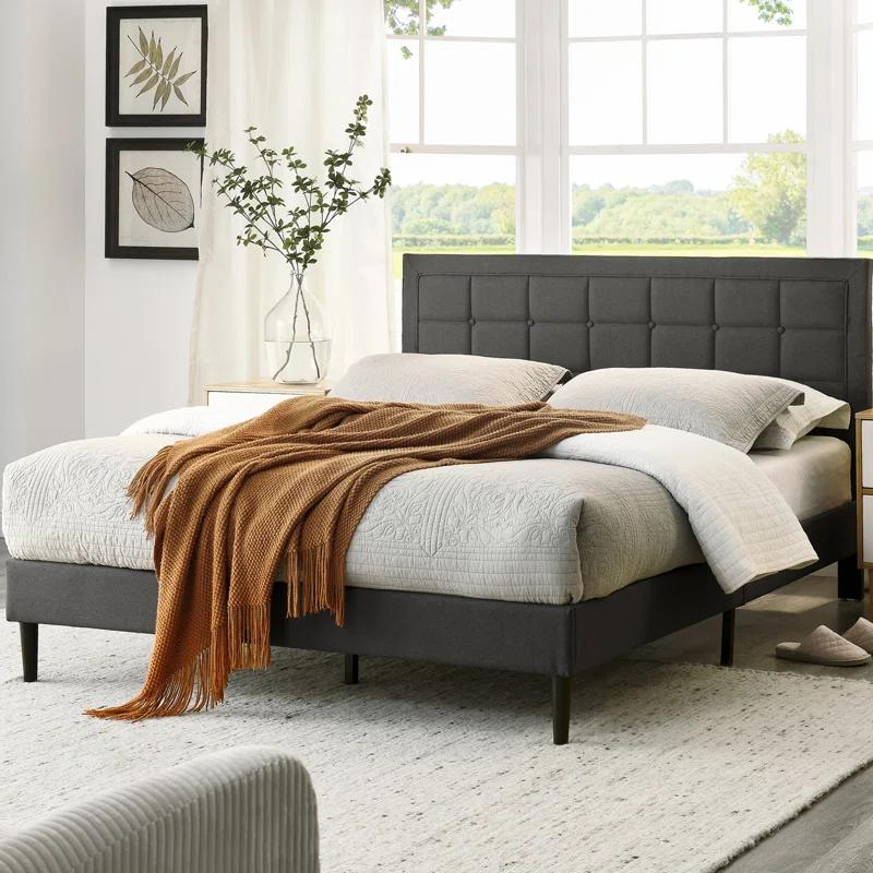 DeCoro Home DeCoro Mornington Upholstered Platform Bed Frame and Headboard