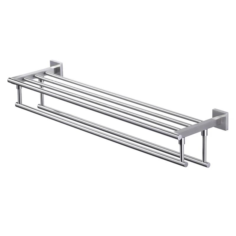 ARCORA AR5150102-32 2-Tier 20" Wall Mounted Stainless Steel Bathroom Towel Rack With 2 Towel Bars Round Rods