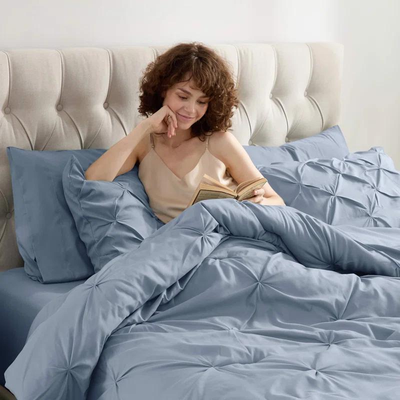 Nestl Bed-in-A-Bag Pleated Comforter Set with Bed Sheets