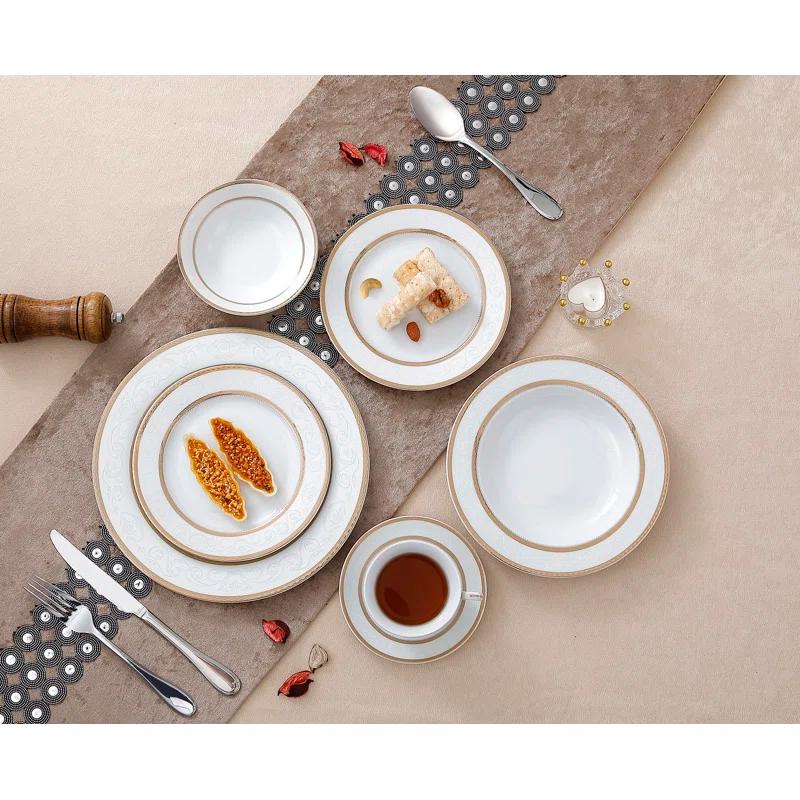 Lorren Home Trends 24 Piece Porcelain China Dinnerware Set - Service for 4