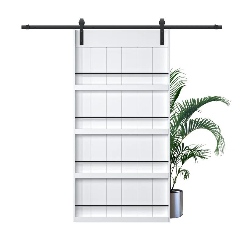 ARK DESIGN 84"H Wood and Primed Bookshelf Style Barn Door with Mounting Hardware Kit