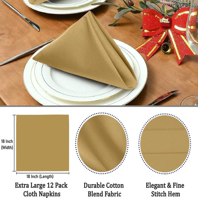 Ruvanti Poly Cotton Enrich Twill Cloth Napkins (Set of 12)