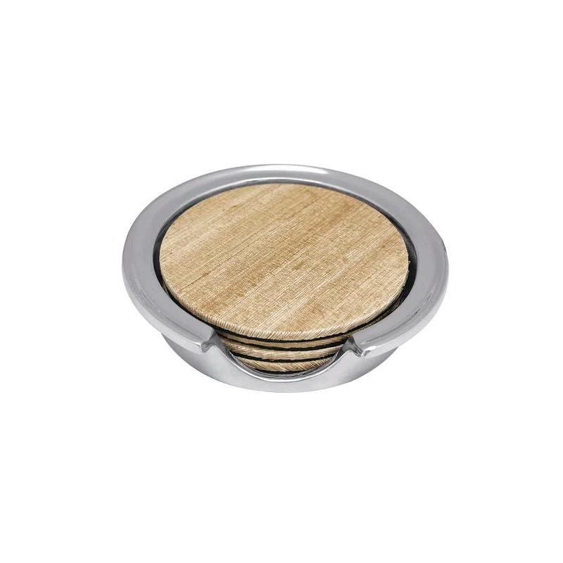 Mariposa Signature Vinyl Round 4 Piece Coaster Set With Holder