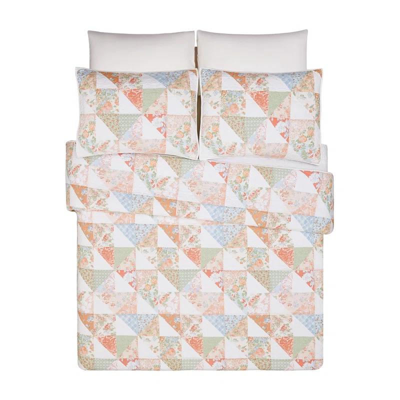 Modern Heirloom Coventry Floral Patchwork Printed Quilt Set