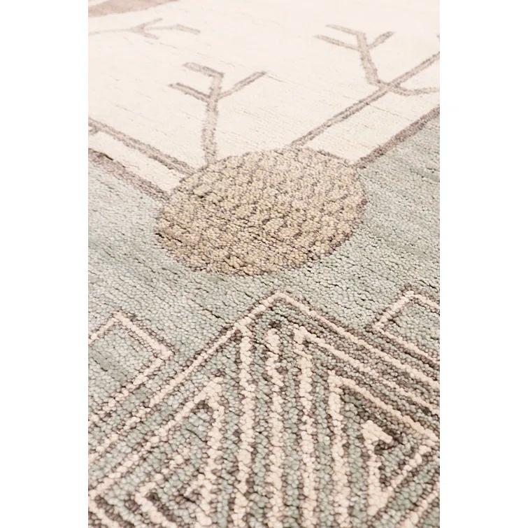 Pasargad Khotan Oriental Hand-Knotted Rectangle 10'3" x 14'2" Wool Area Rug in Ivory/Green/Brown
