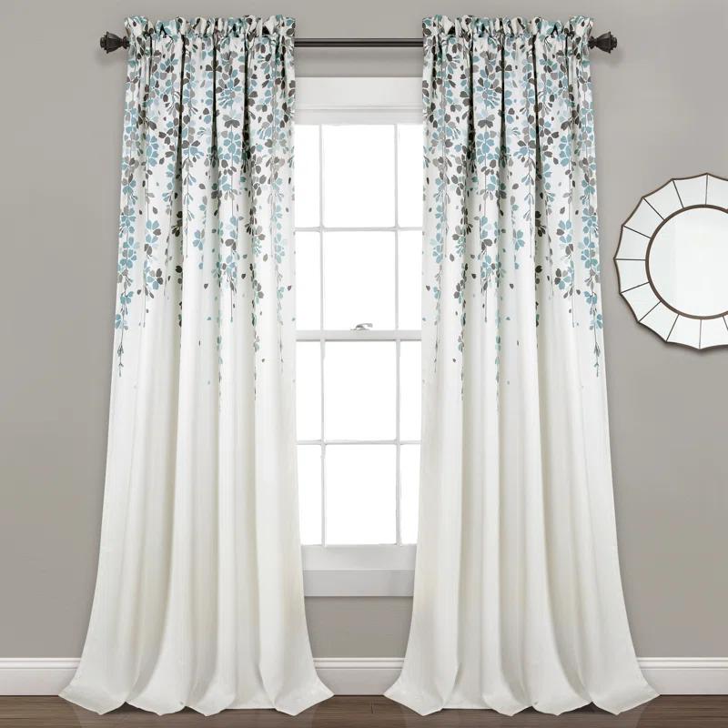 Lush Decor Weeping Flowers Floral Room Darkening Thermal Rod Pocket Curtain Panels (Set of 2)