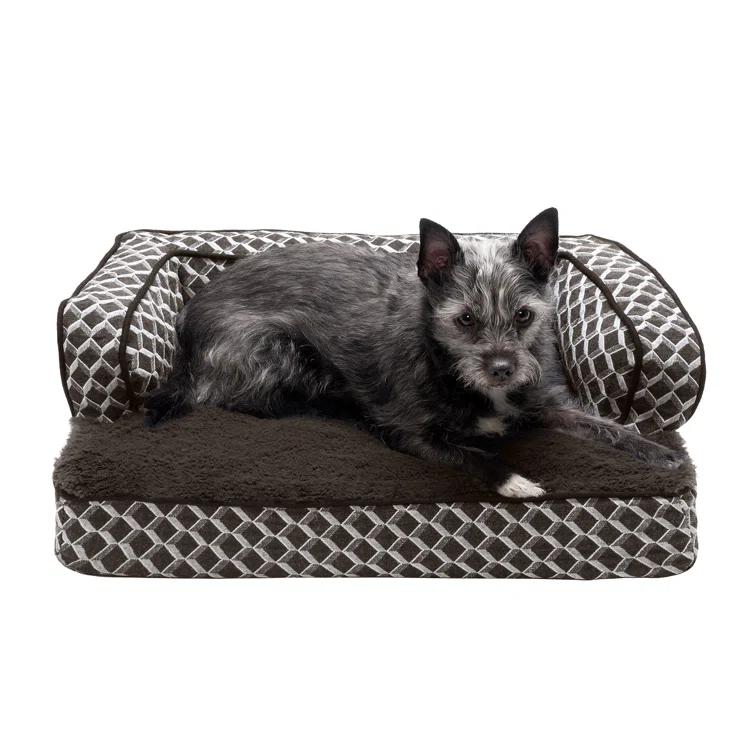 FurHaven Plush & Diamond Décor Comfy Couch Pet Bed