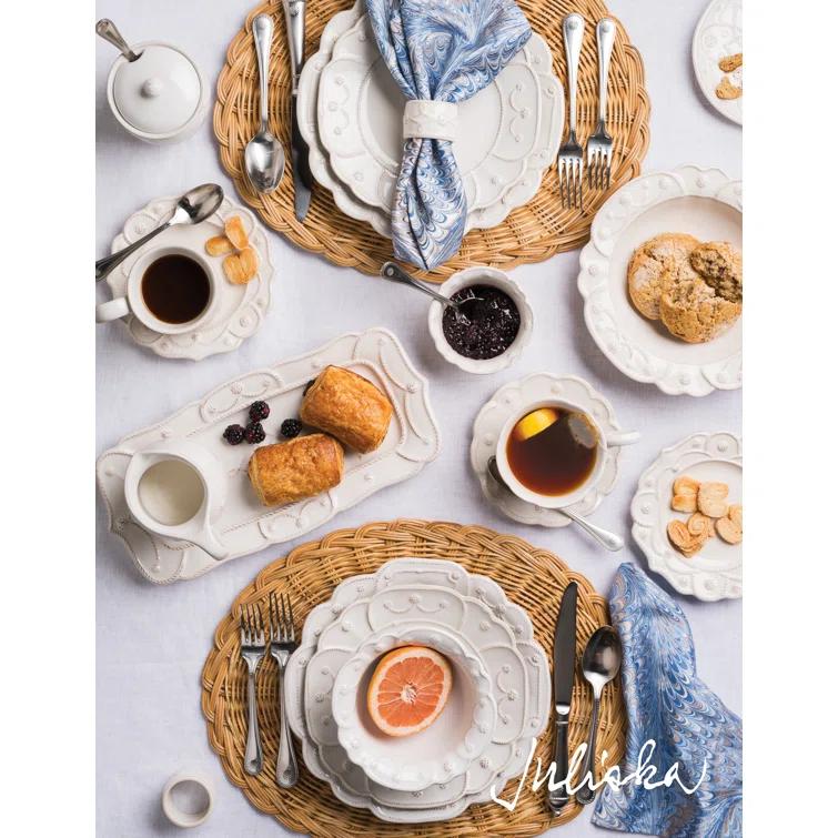 Whitewash Ceramic Stoneware Ramekin with Embossed Detailing