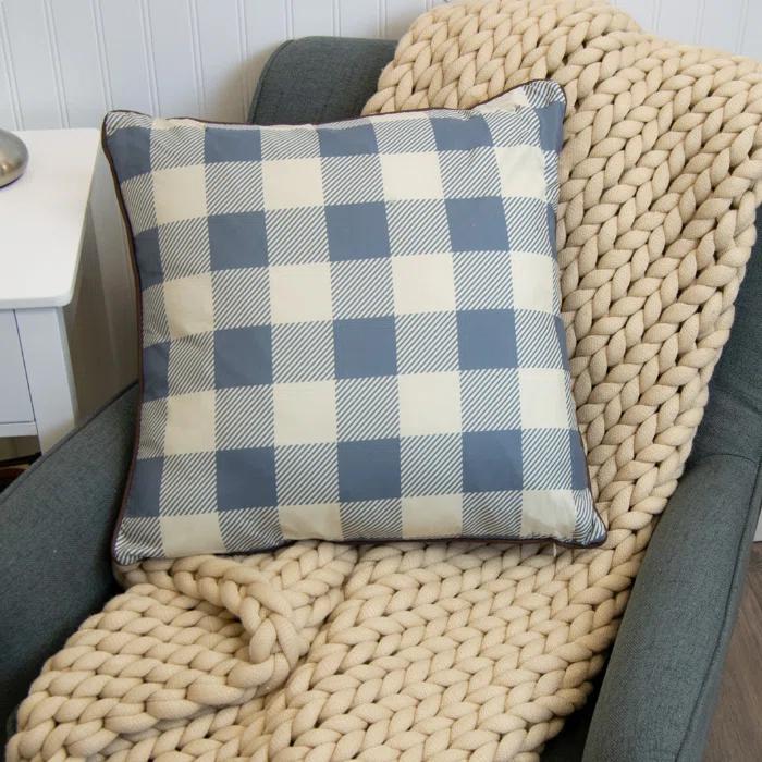 Donna Sharp Mountain Stream Checkered Reversible Throw Pillow