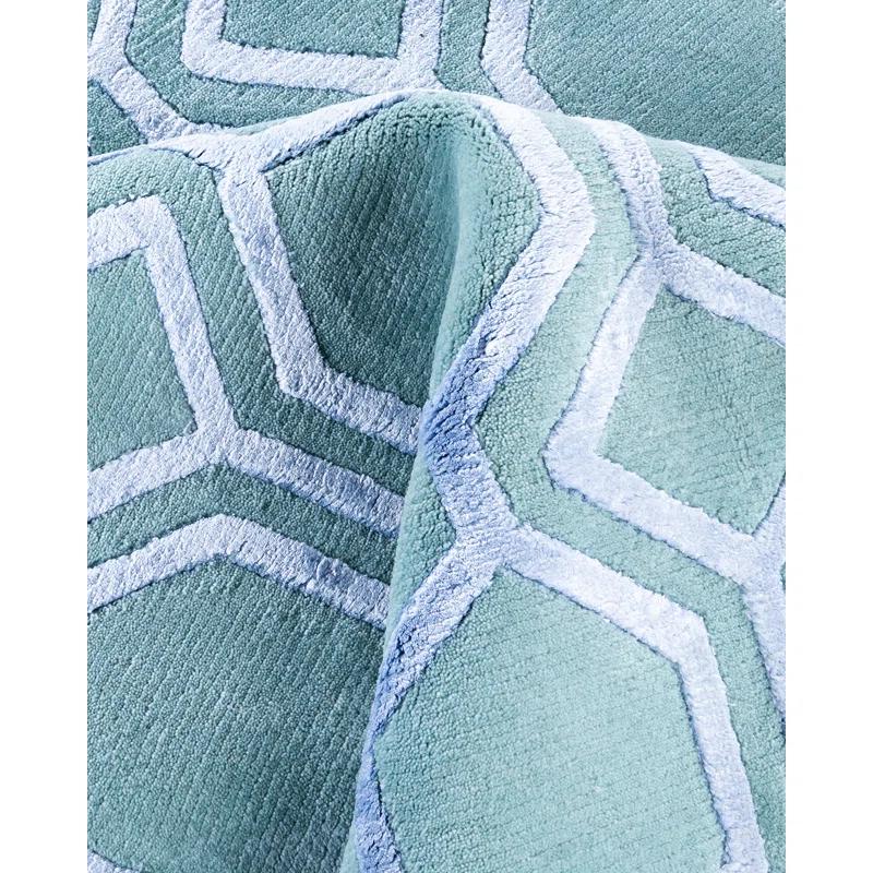 Solo Rugs One-of-a-Kind Rectangle 8'1" X 9'10" Area Rug Green/Blue