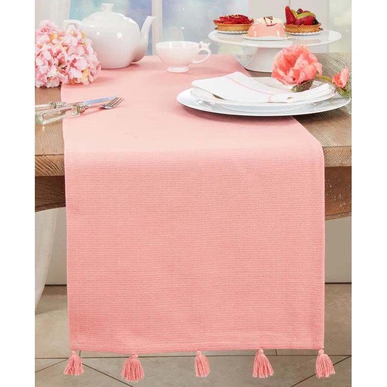 Saro Minimalist Luxe Tassel Table Runner