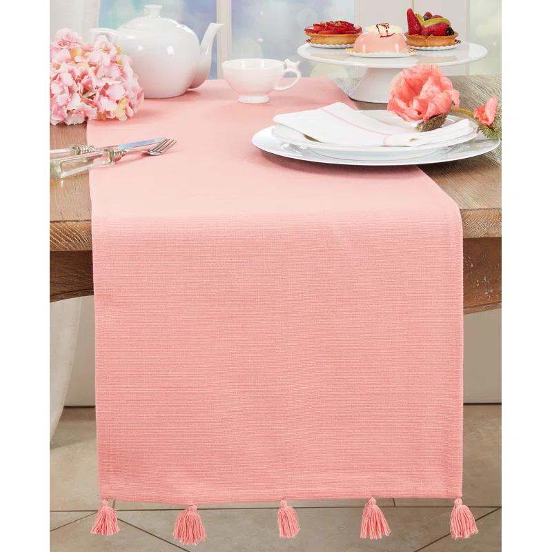 Saro Minimalist Luxe Tassel Table Runner