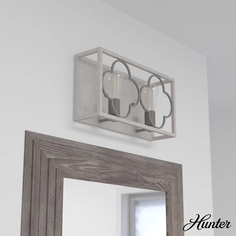 Hunter Fan Gablecrest 2 Light Flush Mount Bathroom Vanity Light Fixture