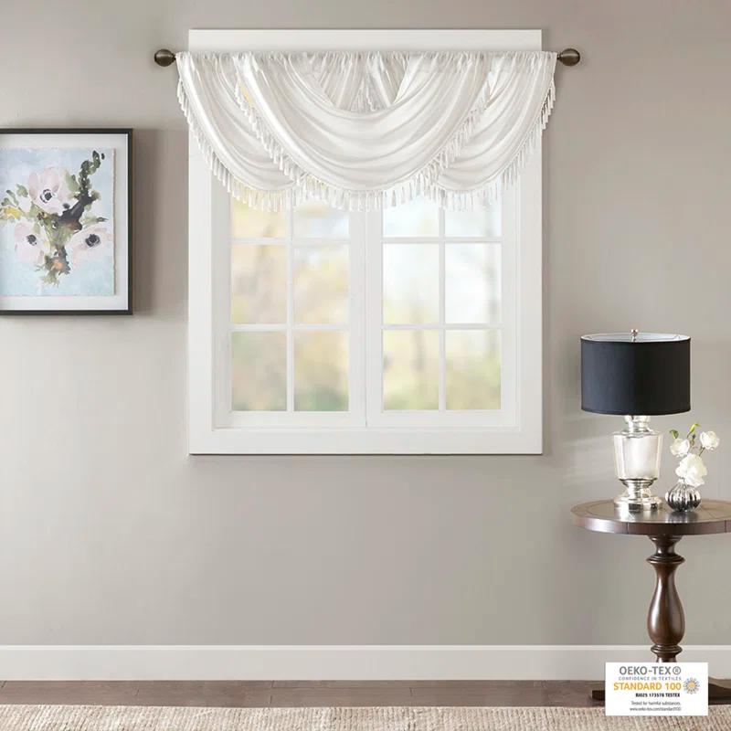 Elena Faux Silk Waterfall Embellished 38'' W Window Valance