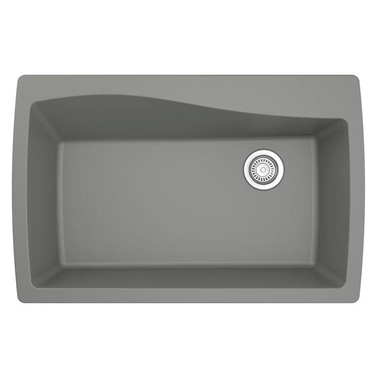Karran Karran Drop-in Quartz Composite 34'' X 22'' 1-Hole Single Bowl Kitchen Sink QT-722-GR