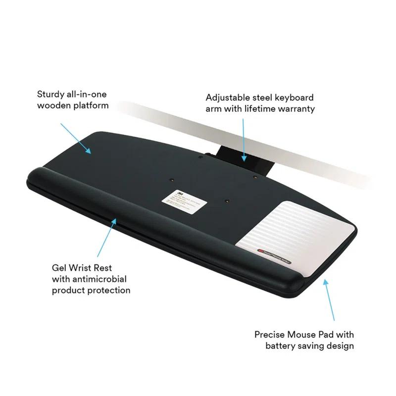 3M 3M Easy Adjustable Keyboard Tray 28'' H x 12.7'' W Desk
