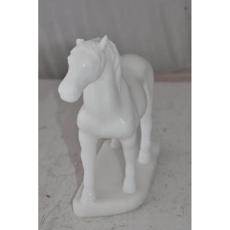 Standing Horse Made of White Marble Size: 11" x 5" x 9"H