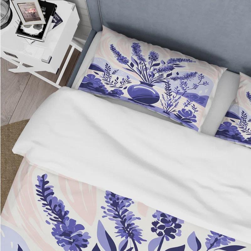 Design Art Purple Boho Pottery Blooms IV - Boho Pottery Duvet Cover Set