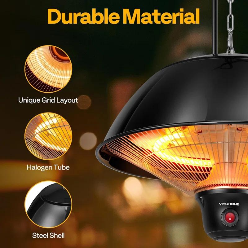 VIVOHOME 1,500-Watt Outdoor Ceiling Mount Hanging Patio Heater with 3 Heat Settings