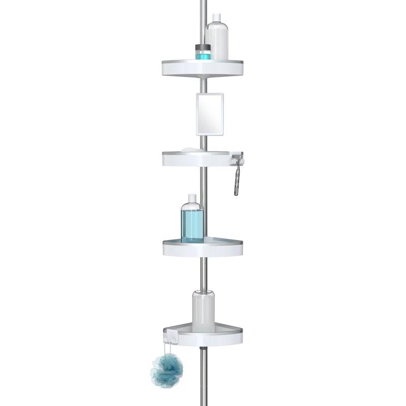 Better Living Products HiRISE 4 Tension Shower Caddy w/Mirror