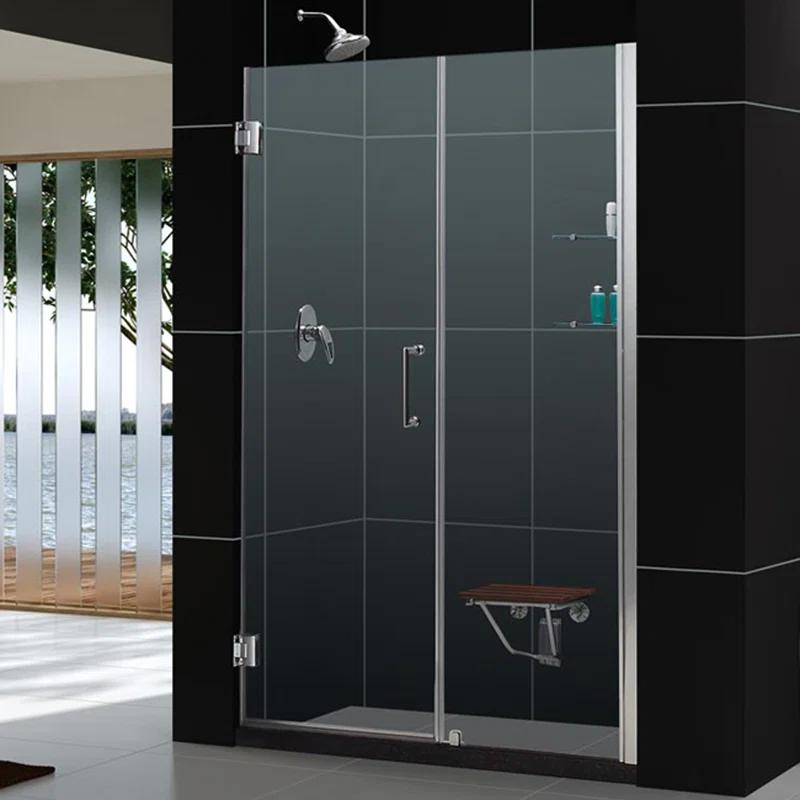 Unidoor 49" W x 72" H Hinged Frameless Shower Door