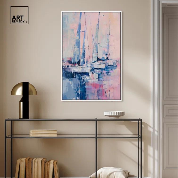 Art Remedy Art Remedy Pastel Sea Breeze Framed Sailing 1 Piece Canvas Wall Art 57710