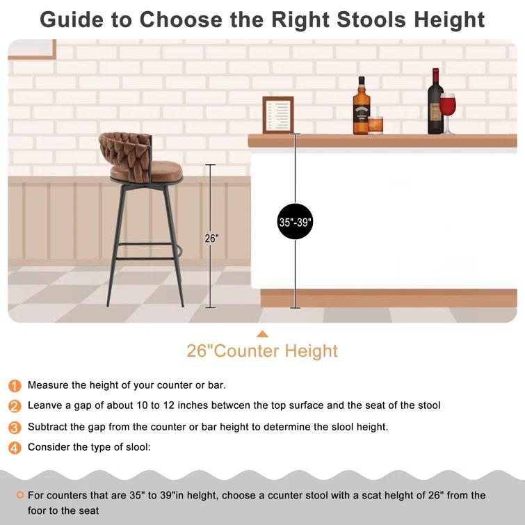 Corrigan Studio® Kymberlynn Swivel Upholstered Low Back Bar & Counter Stool With Metal Frame (Set of 2)