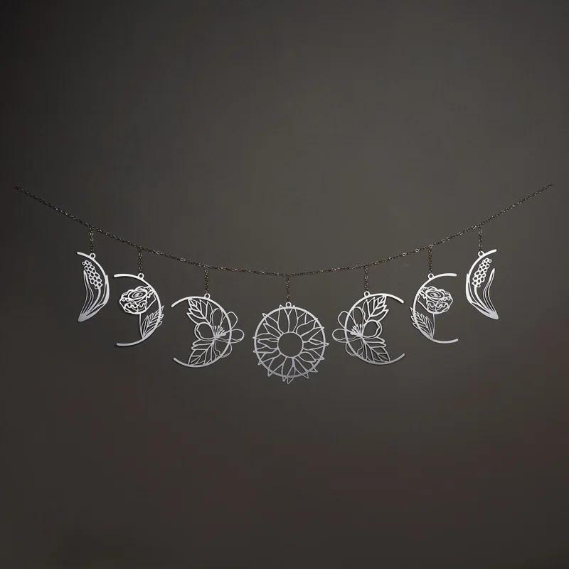 Floral Moon Phases Metal Wall Decor