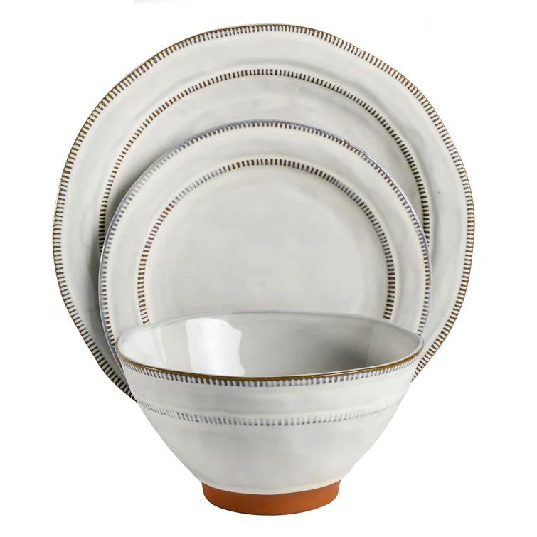 ECLANK 12 Piece Stoneware Dinnerware Set - Service for 4