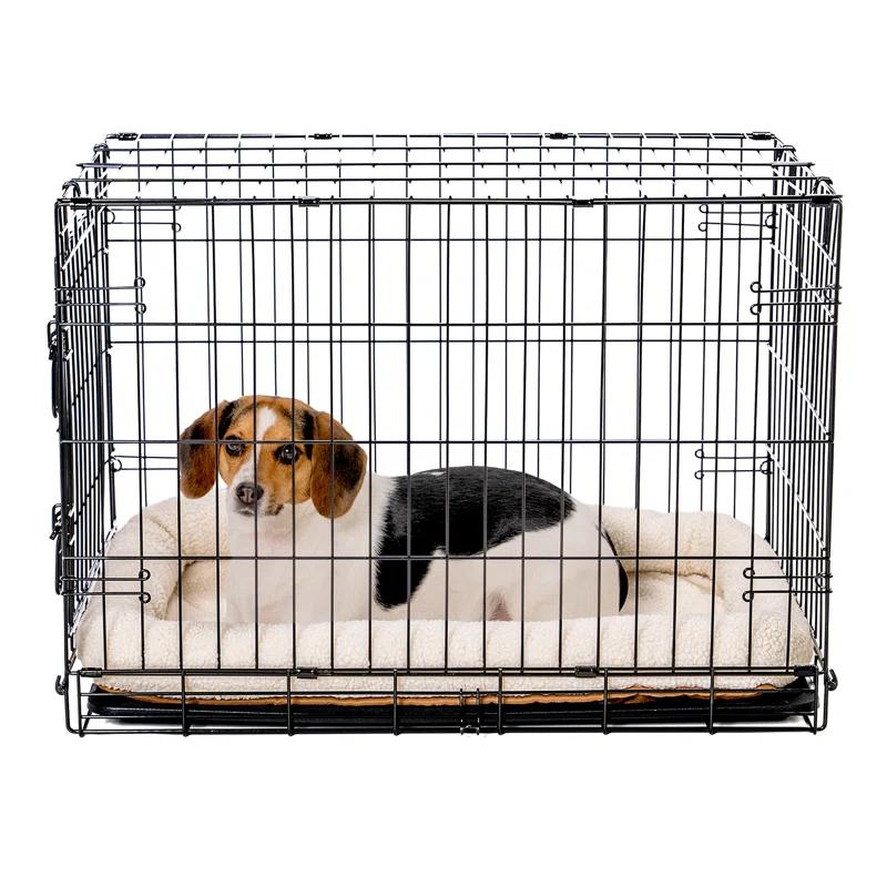 FurHaven Faux Lambswool Crate Bolster Pet Bed