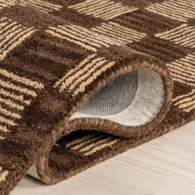 Ebern Designs Quince Checkered Wool Area Rug
