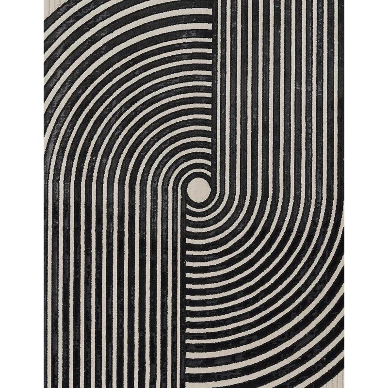 Wade Logan® Chanella Geometric Black/Beige Area Rug