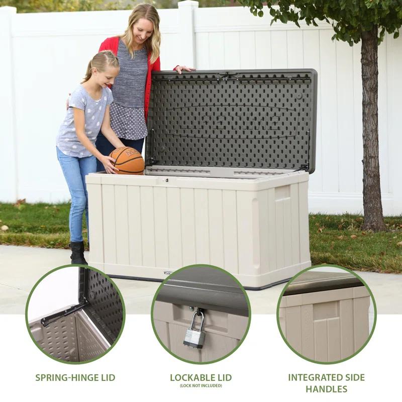 Lifetime Lifetime 50.3'' W 116 Gallons Water Resistant Polyethylene Plastic Lockable Deck Box in Tan