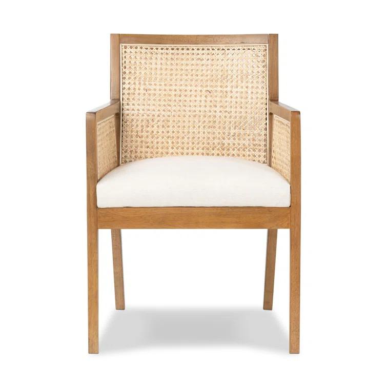 Belfast Savile Flax Toasted Parawood Cane Linen Arm Chair