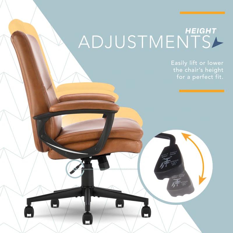 CLICK365 Click365 Classic Comfort Executive Office Chair, Ergonomic Mid-Back, Double-Layer Seat Cushion