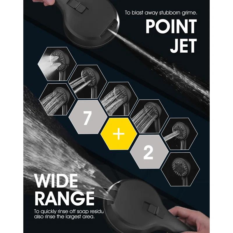 Hibbent Dual Shower Head Combo with Metal 8 Inch High Pressure Rainfall Shower Head  and Handheld Shower SCW01-HS070-SS080-CP