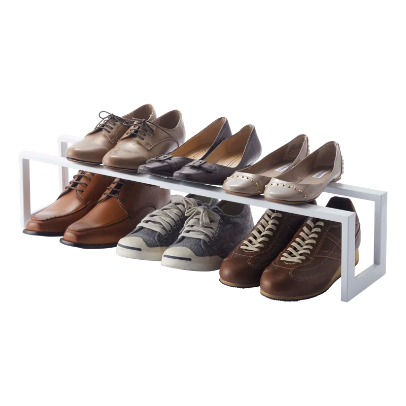 Yamazaki Home Adjustable Shoe Rack, Small, Steel,  Holds 4 to 8 shoes, Expandable, Stackable