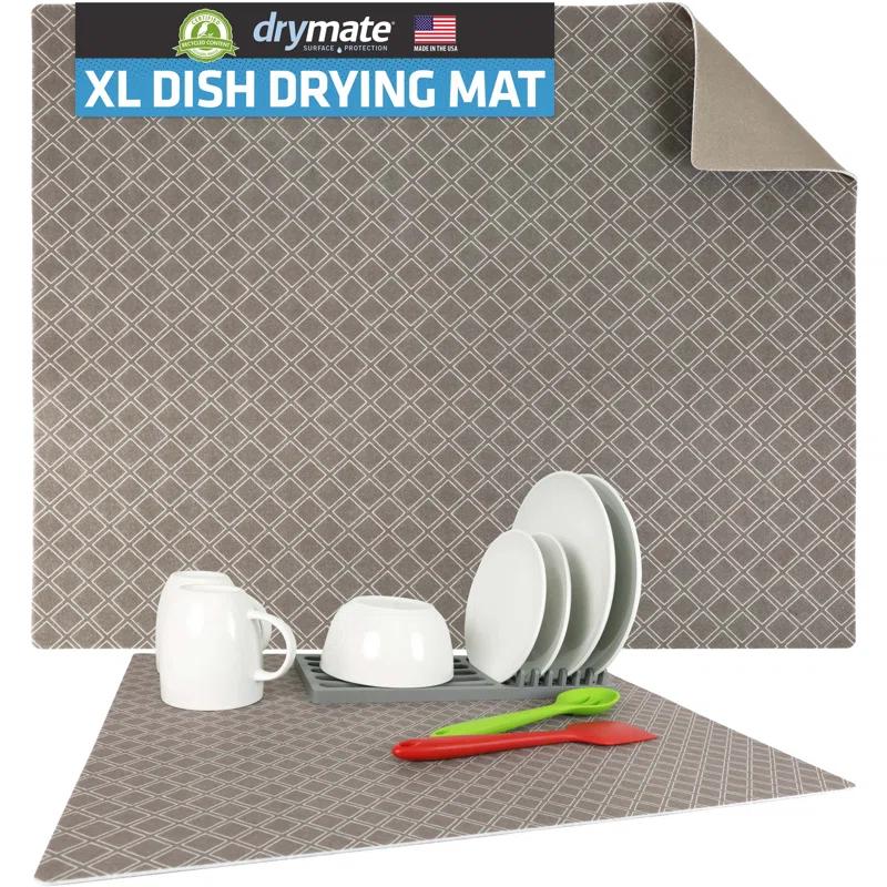 Drymate XL Dish Drying Mat, Kitchen Counter Drip Pad - Absorbent, Waterproof, Slip-Resistant, Machine Washable (19" x 24") (Taupe) (USA Made)