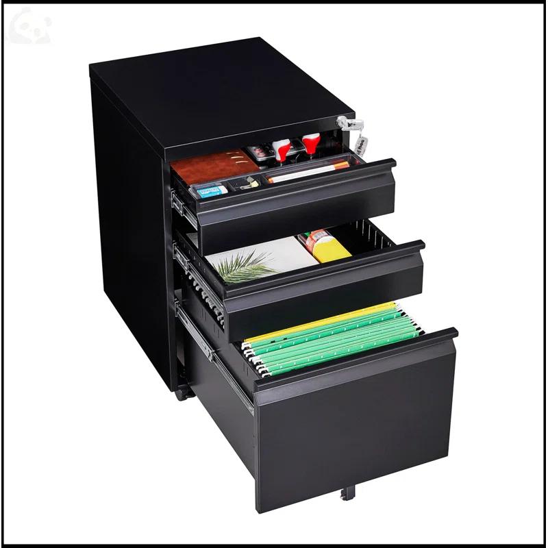 Inbox Zero 3-Drawer Mobile File Cabinet With Lock