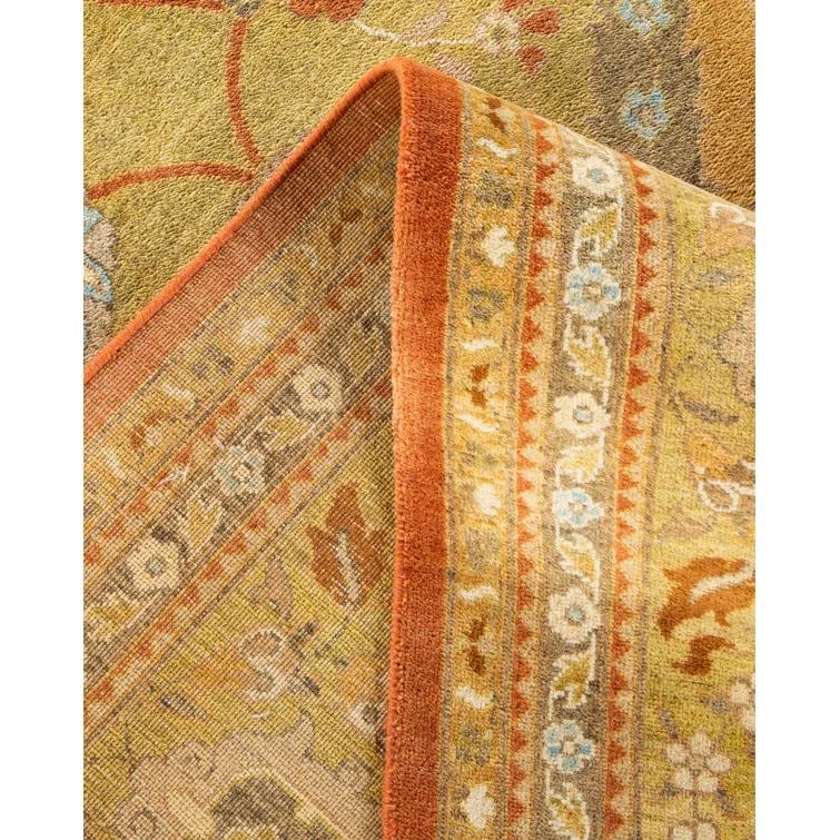 Hand-Knotted Wool Floral Contemporary Orange Area Rug 10' 0" x 13' 9"
